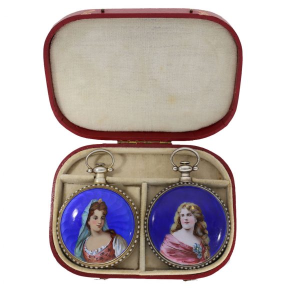 Swiss pair of enamelled watches for the Chinese market Circa 1880