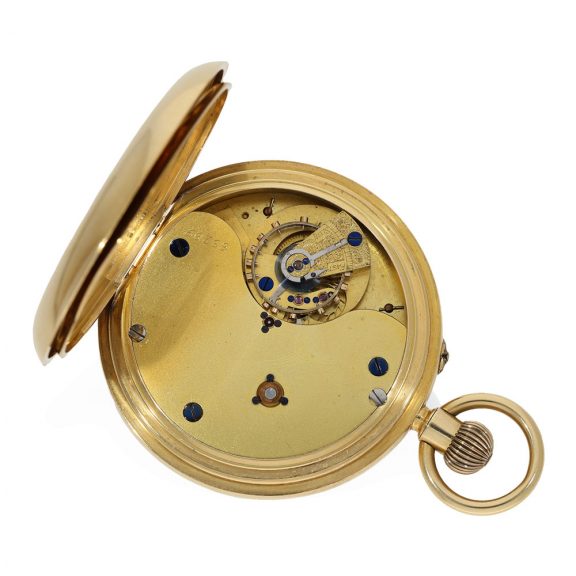 English gold lever deck watch with carrousel Circa 1901 English gold lever deck watch with carrousel Circa 1901