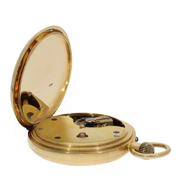 English gold lever deck watch with carrousel Circa 1901 English gold lever deck watch with carrousel Circa 1901