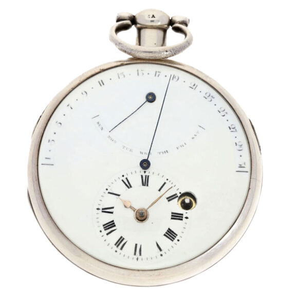 Technical rarity, Swiss silver open face pocket watch Circa 1793