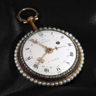 French 18 carat gold and enamel repeater verge watch Circa 1780