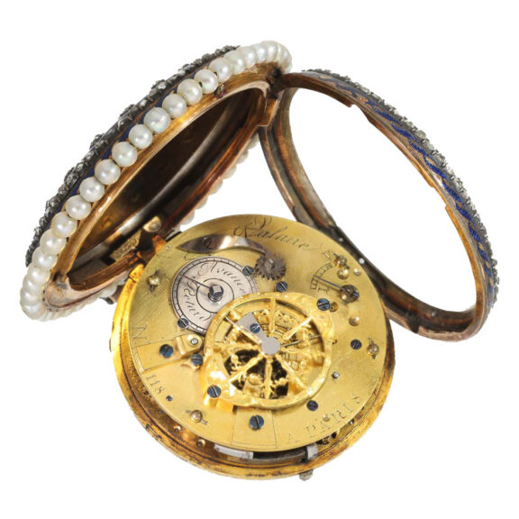 French 18 carat gold and enamel repeater verge watch Circa 1780 French 18 carat gold and enamel repeater verge watch Circa 1780