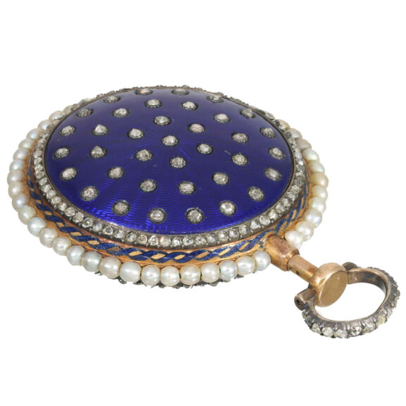 French 18 carat gold and enamel repeater verge watch Circa 1780 French 18 carat gold and enamel repeater verge watch Circa 1780