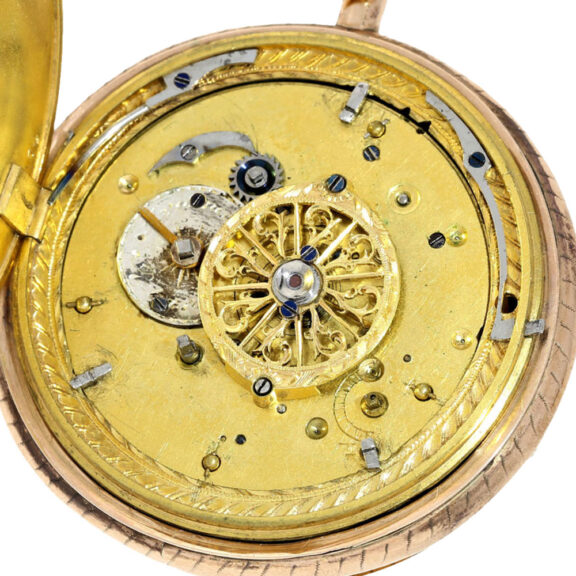 Swiss gold skeletonized repeater watch Circa 1820 Swiss gold skeletonized repeater watch Circa 1820