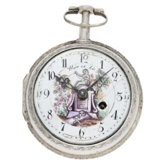 German 1/8 repeating verge with enamel painting Circa 1780