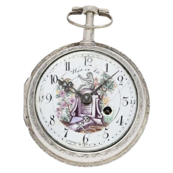 German 1/8 repeating verge with enamel painting Circa 1780