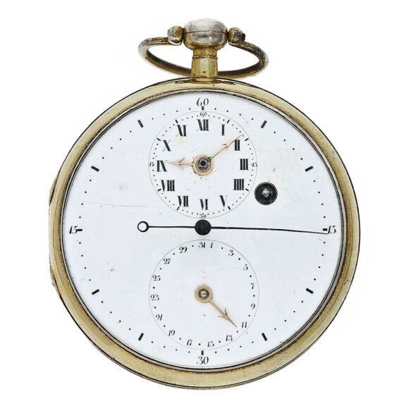 German silver watch with regulator dial and date Circa 1790
