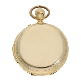 Swiss gold full hunter cased watch with concealed enamel painting Circa 1890