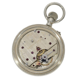 The movement has a 3/4 plate movement, bearing the number 7773, boasts a rocker detent chronometer escapement