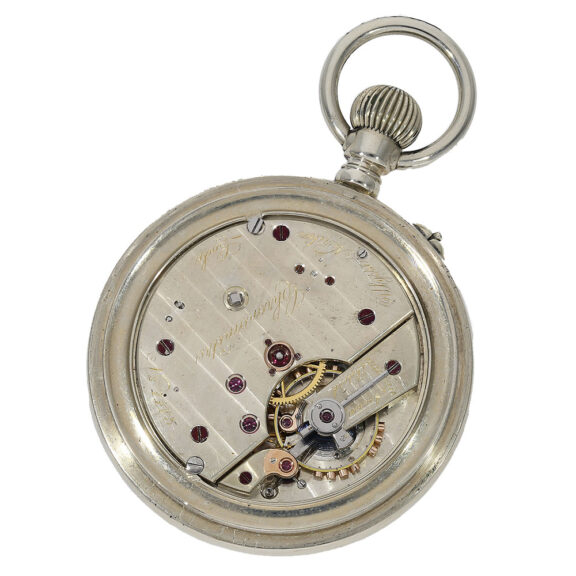 The movement has a 3/4 plate movement, bearing the number 7773, boasts a rocker detent chronometer escapement The movement has a 3/4 plate movement, bearing the number 7773, boasts a rocker detent chronometer escapement