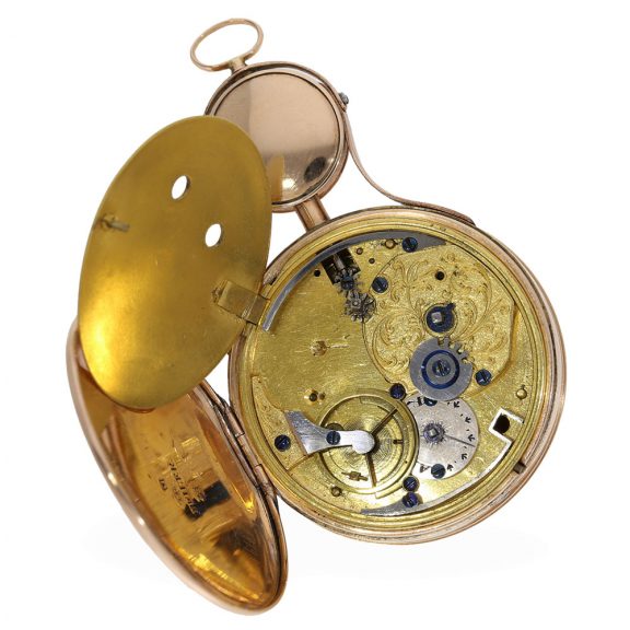 Austrian pink gold and enamel pendant form watch Circa 1790 Austrian pink gold and enamel pendant form watch Circa 1790