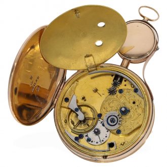 Austrian pink gold and enamel pendant form watch Circa 1790