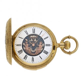 Swiss 18 carat gold and enamel à goutte case repeater watch Circa 1880