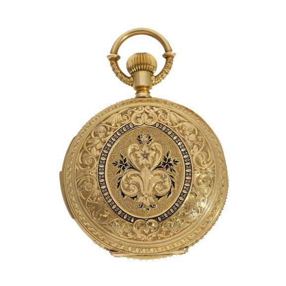 Swiss 18 carat gold and enamel à goutte case repeater watch Circa 1880 Swiss 18 carat gold and enamel à goutte case repeater watch Circa 1880