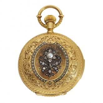 Swiss 18 carat gold and enamel à goutte case repeater watch Circa 1880