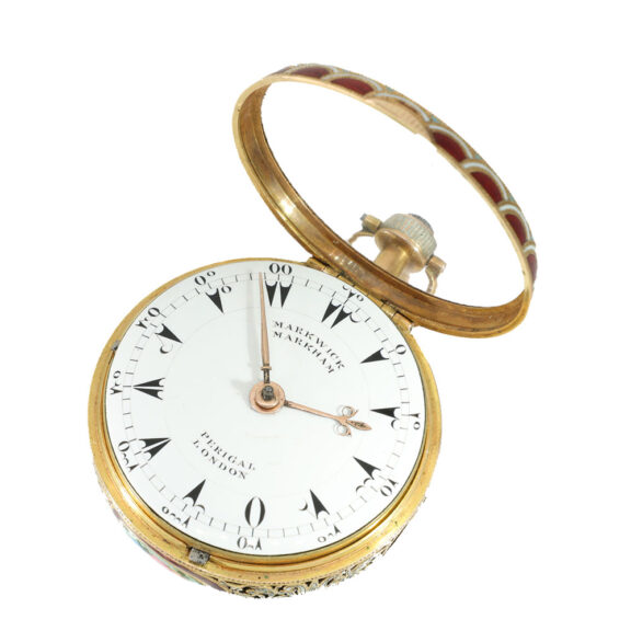English 18 carat gold and enamel verge pocket watch Circa 1800 English 18 carat gold and enamel verge pocket watch Circa 1800