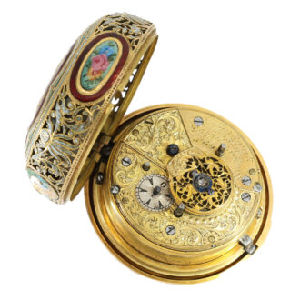English 18 carat gold and enamel verge pocket watch Circa 1800