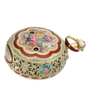 English 18 carat gold and enamel verge pocket watch Circa 1800