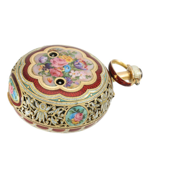 English 18 carat gold and enamel verge pocket watch Circa 1800 English 18 carat gold and enamel verge pocket watch Circa 1800