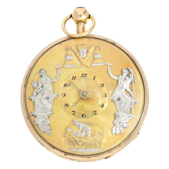 French gold erotic verge with engine turned dial Circa 1820