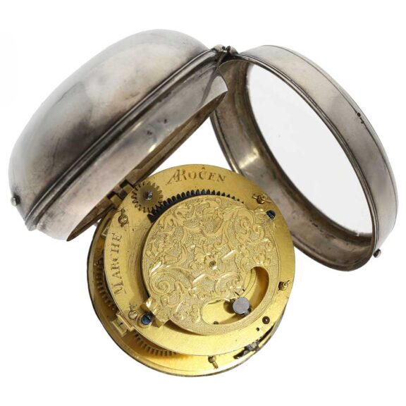 French silver one hand Oignon with mock pendulum Circa 1690 French silver one hand Oignon with mock pendulum Circa 1690