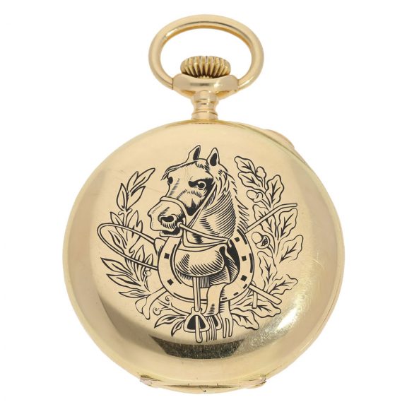 Swiss gold and enamel split second lever chronograph Circa 1904 Swiss gold and enamel split second lever chronograph Circa 1904