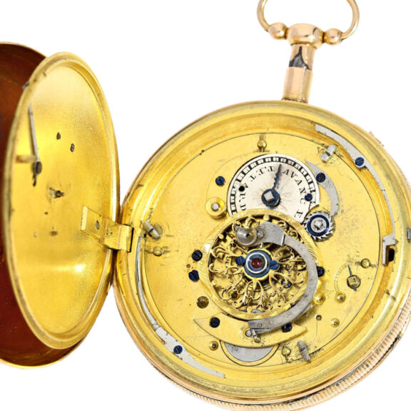 French gold repeater with hidden erotic automaton Circa 1820 French gold repeater with hidden erotic automaton Circa 1820