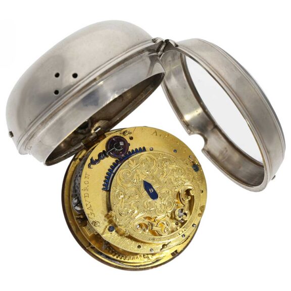 French silver repeating Oignon with mock pendulum Circa 1720 French silver repeating Oignon with mock pendulum Circa 1720