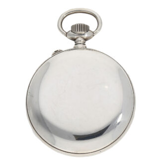 The watch is encased in a 900 silver plain open faced case, hallmarked by GUB Glashütte. The silver plated dial of the chronometer showcases a range of features designed to enhance its functionality