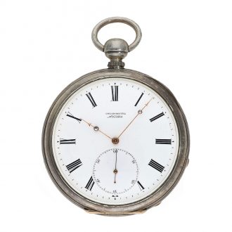 Fine silver pocket chronometer with chain fusee Circa 1860