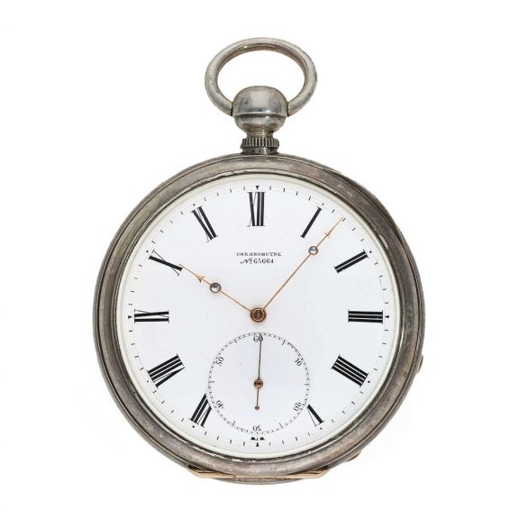 Fine silver pocket chronometer with chain fusee Circa 1860