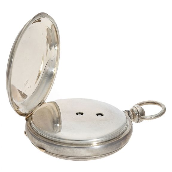Fine silver pocket chronometer with chain fusee Circa 1860 Fine silver pocket chronometer with chain fusee Circa 1860