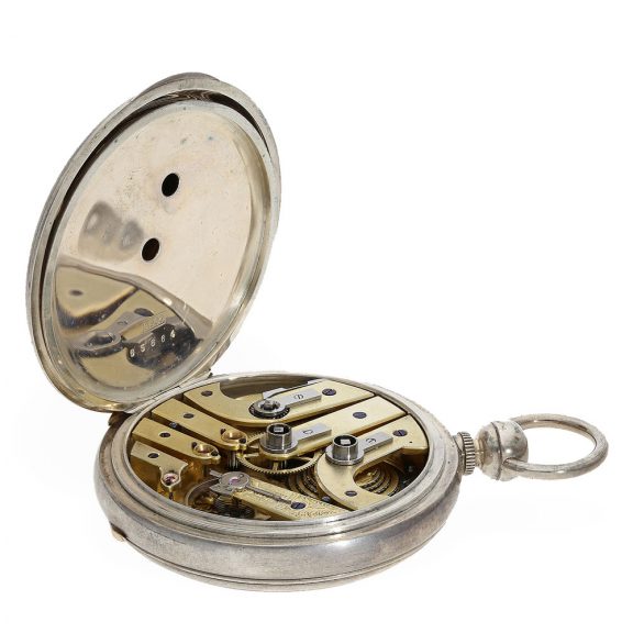 Fine silver pocket chronometer with chain fusee Circa 1860 Fine silver pocket chronometer with chain fusee Circa 1860