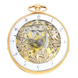 Swiss gold skeletonized with figured automaton Circa 1820