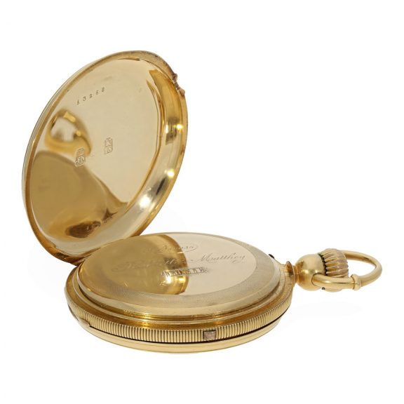 Swiss 18K gold jumping seconds chronograph Circa 1860 Swiss 18K gold jumping seconds chronograph Circa 1860