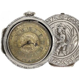 German rare silver pair cased verge pocket watch Circa 1690