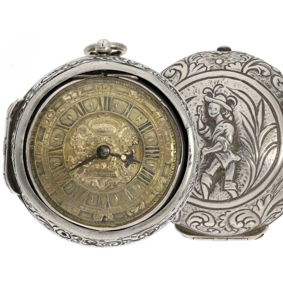 German rare silver pair cased verge pocket watch Circa 1690 German rare silver pair cased verge pocket watch Circa 1690