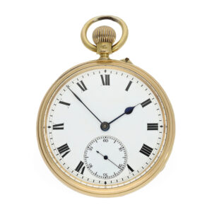English 18 carat gold open faced chronometer with carrousel Circa 1882