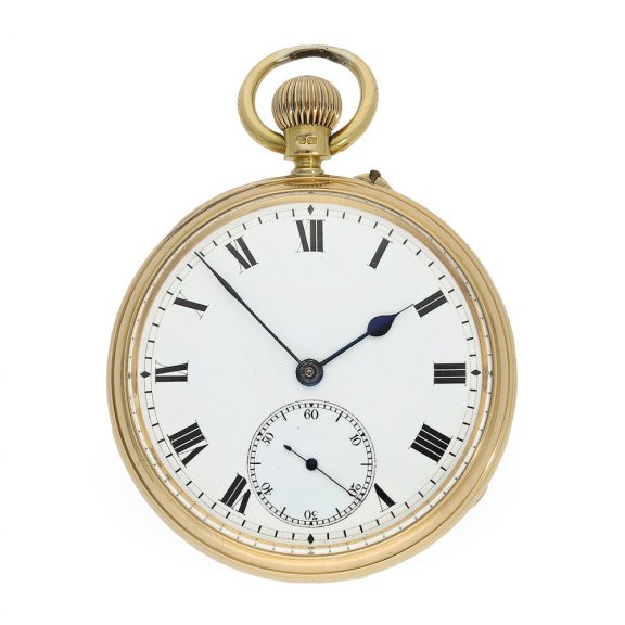 English 18 carat gold open faced chronometer with carrousel Circa 1882