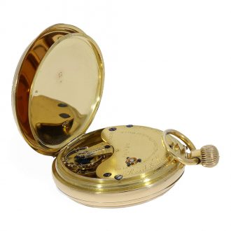 English 18 carat gold open faced chronometer with carrousel Circa 1882