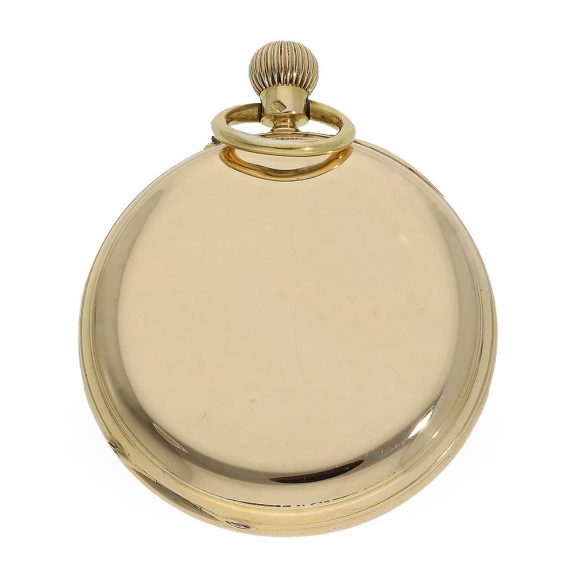 English 18 carat gold open faced chronometer with carrousel Circa 1882 English 18 carat gold open faced chronometer with carrousel Circa 1882