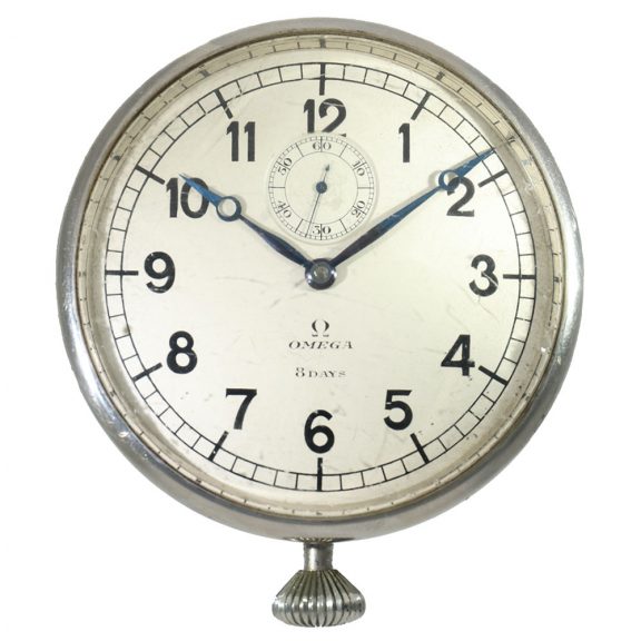 Swiss chrome plated metal automobile dashboard watch Circa 1930