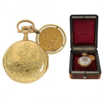 Swiss extremely rare 18 Carat gold ‘St George & the Dragon’ Circa 1895
