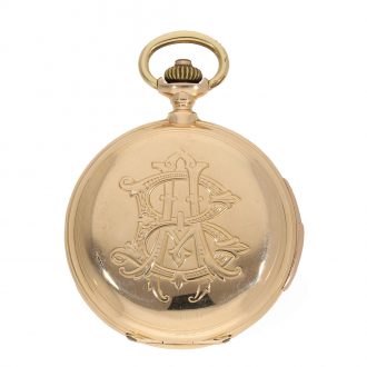 Swiss 18K gold hunting cased quarter repeating watch Circa 1890