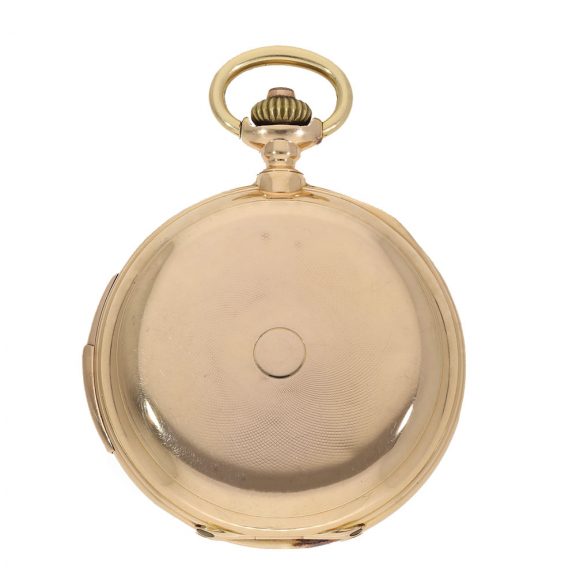 Swiss 18K gold hunting cased quarter repeating watch Circa 1890 Swiss 18K gold hunting cased quarter repeating watch Circa 1890