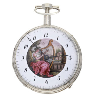 French silver open face with decorative enamel dial Circa 1820