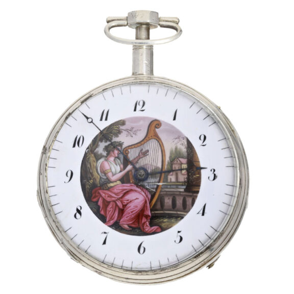 French silver open face with decorative enamel dial Circa 1820