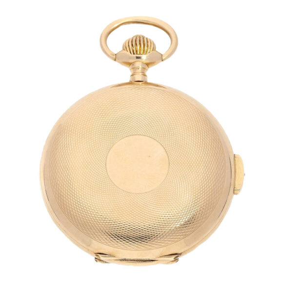 Swiss gold hunting cased quarter repeater Circa 1910 Swiss gold hunting cased quarter repeater Circa 1910