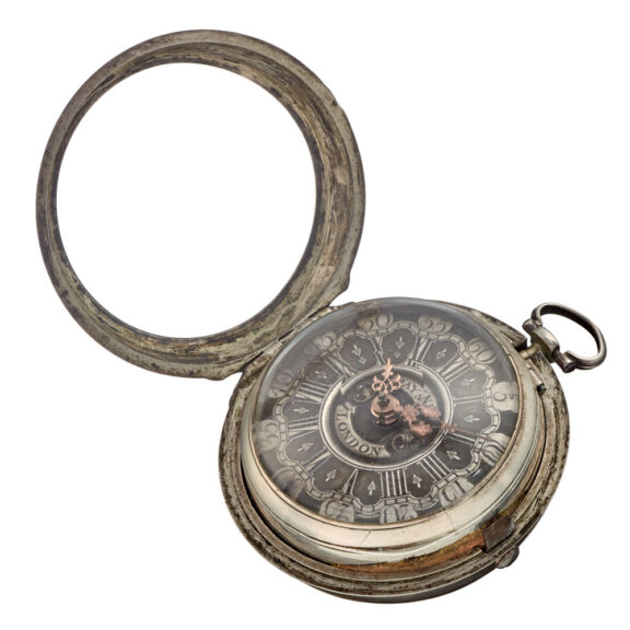 English verge with champleve dial in silver pair cases Circa 1760 English verge with champleve dial in silver pair cases Circa 1760