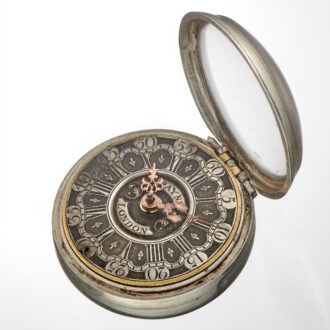 English verge with champleve dial in silver pair cases Circa 1760